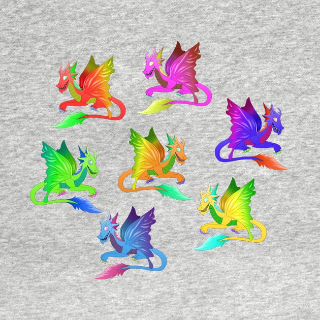 Rainbow Fairy Dragons by chronicallycrafting